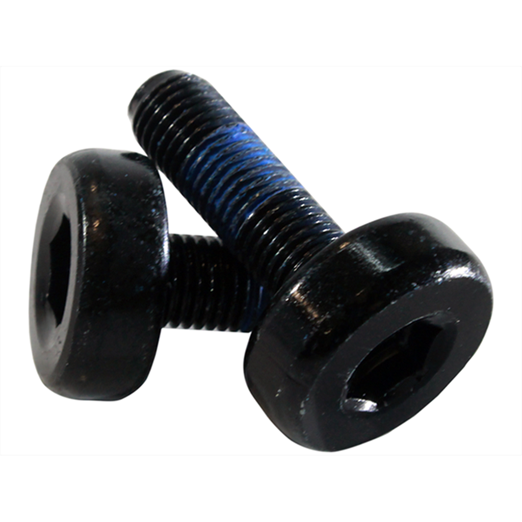 A pair of black Salt Crank Spindle Bolts on a white background.