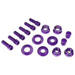 The Salt V2 Nut & Bolt Kit in purple includes metal stem bolts, washers, nuts, and caps—ideal for colour-coded hardware upgrades.