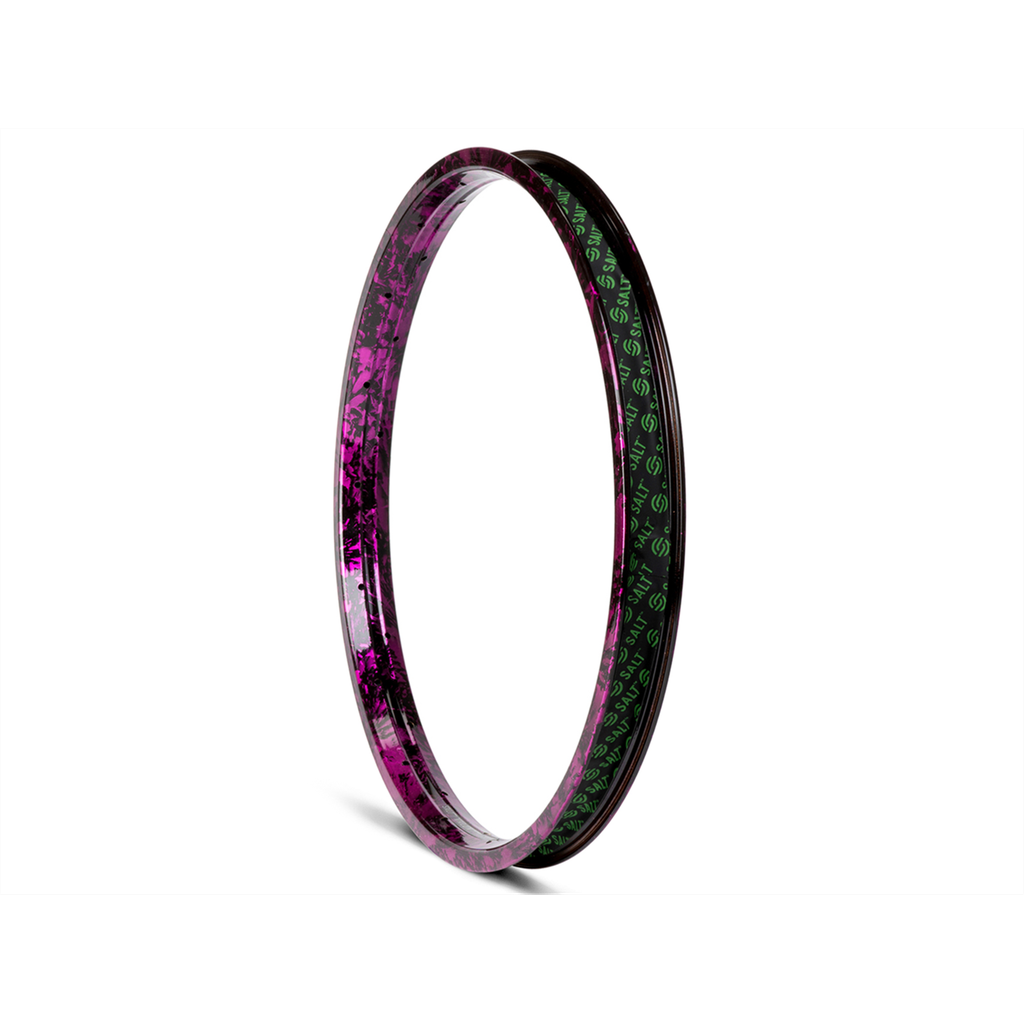 An epic purple and green hoop rim with a unique green and purple pattern, perfect for Salt Valon Rim (36H) enthusiasts.