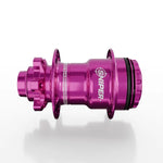 A metallic pink SD-X Sniper Evo Pro 15mm Rear Hub (36 Hole), made from premium 7075 aluminium, is displayed on a white background.
