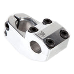 The S&M Enduro V2 Stem is a silver, classic top load BMX stem featuring four black hex bolts and an engraved logo on top.