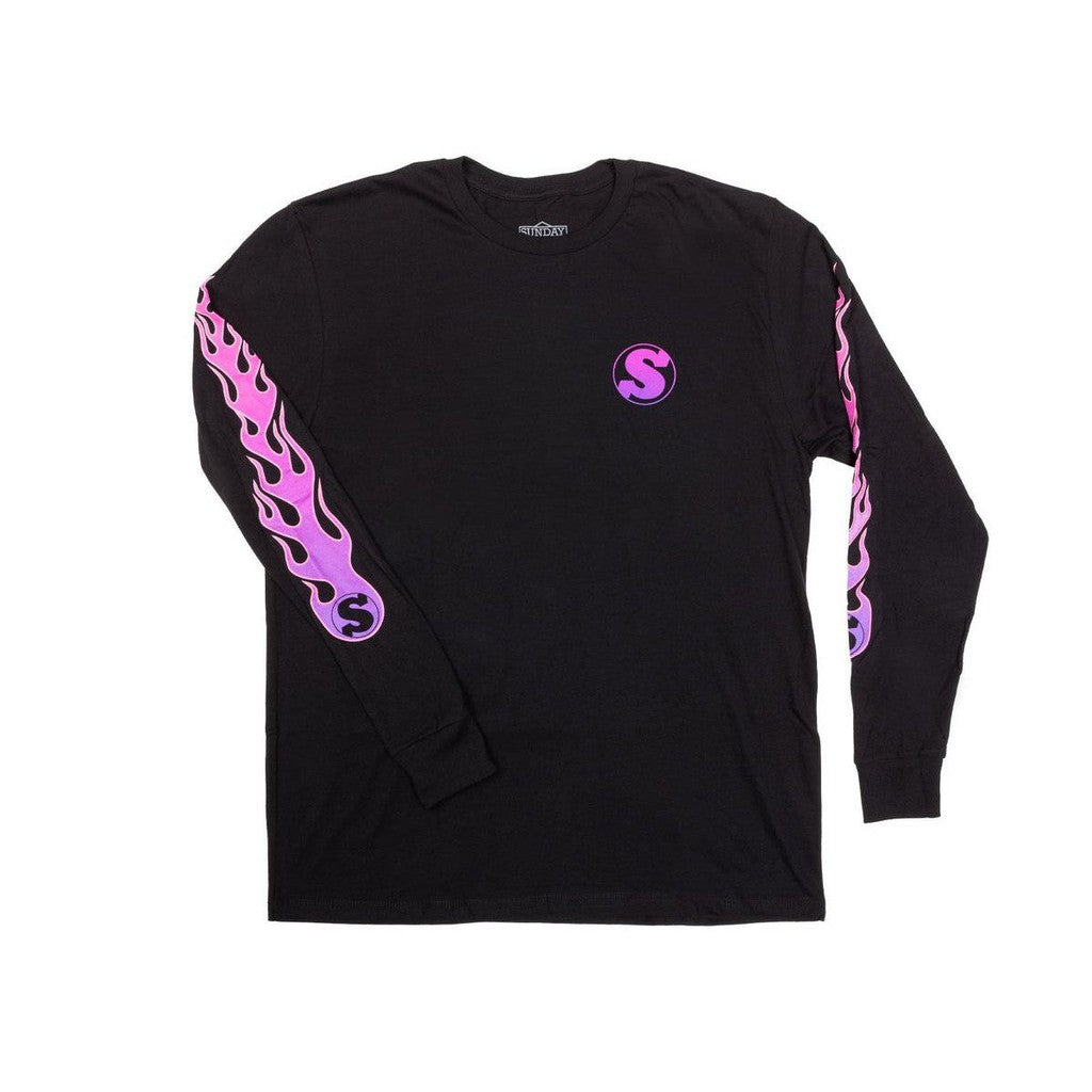 Sundau Flame Long Sleeve Shirt  / Black/Purple / XL