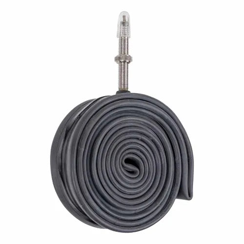 The Schwalbe SV7-EL 20 Inch Inner Tube is an extra light, rolled-up black bike tube with a center Presta valve stem.