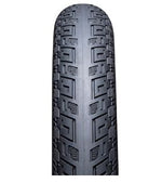 Close-up of a new IRC Siren Pro Rise Tyre featuring a high grip compound and detailed tread pattern for enhanced grip.