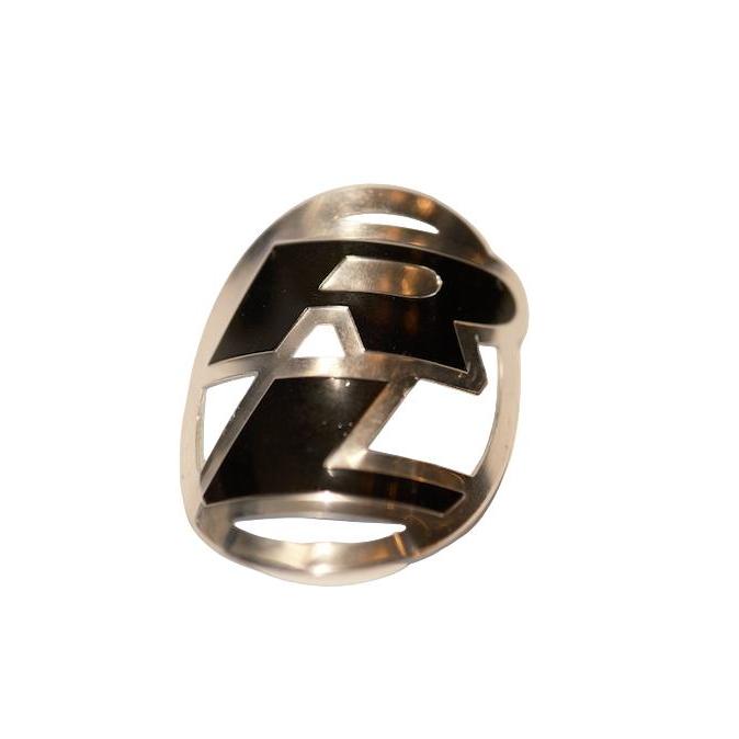 The Redline Headtube Badge is a silver ring featuring a bold, stylized "R" design inspired by classic Redline head badges—a must-have accessory for midschool rebuilders and retro fans, shown against a white background.