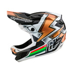 A TLD D4 Carbon AS Helmet W/MIPS Ever Black / Gold with a white background.