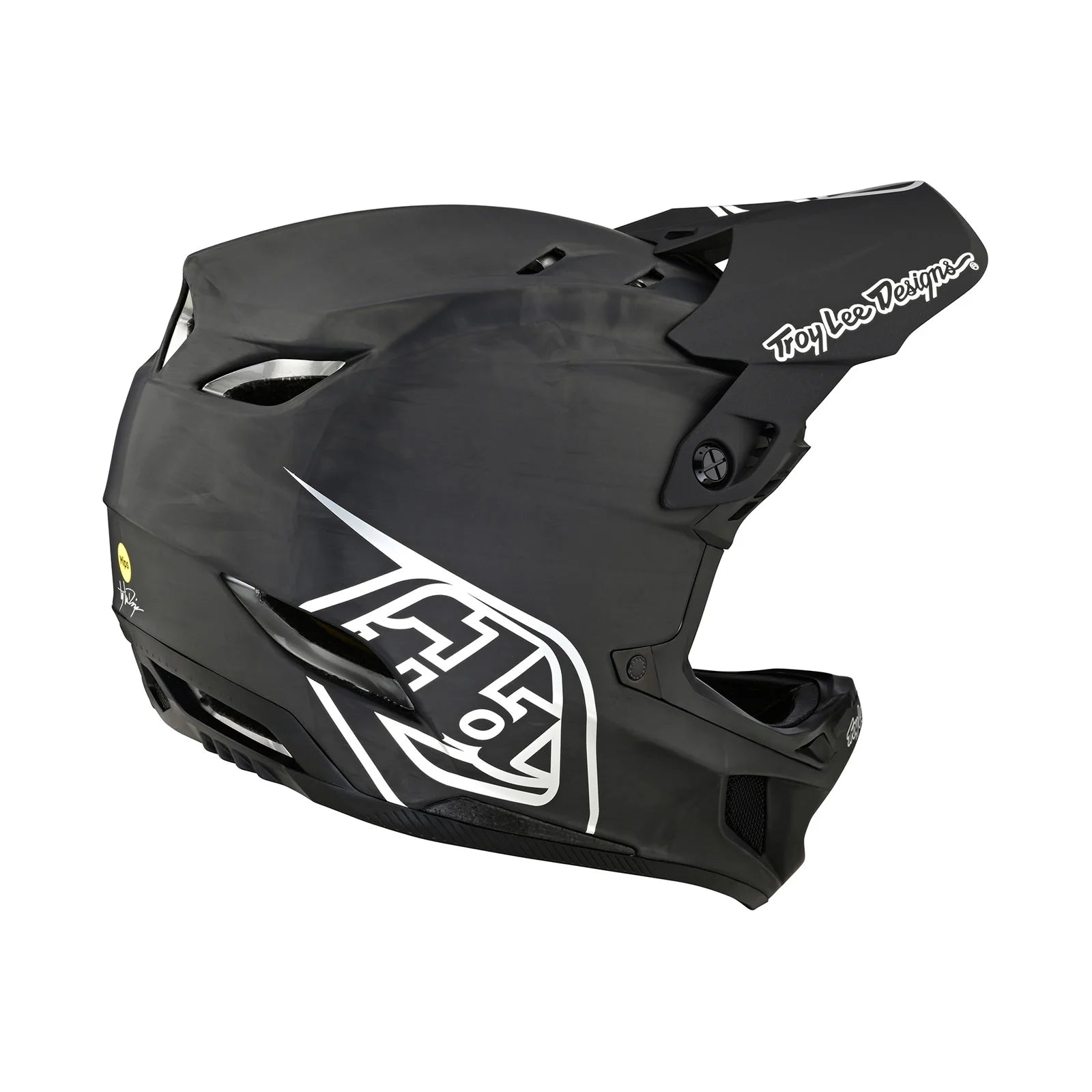 A TLD D4 AS Carbon W/MIPS Helmet Black / Silver.