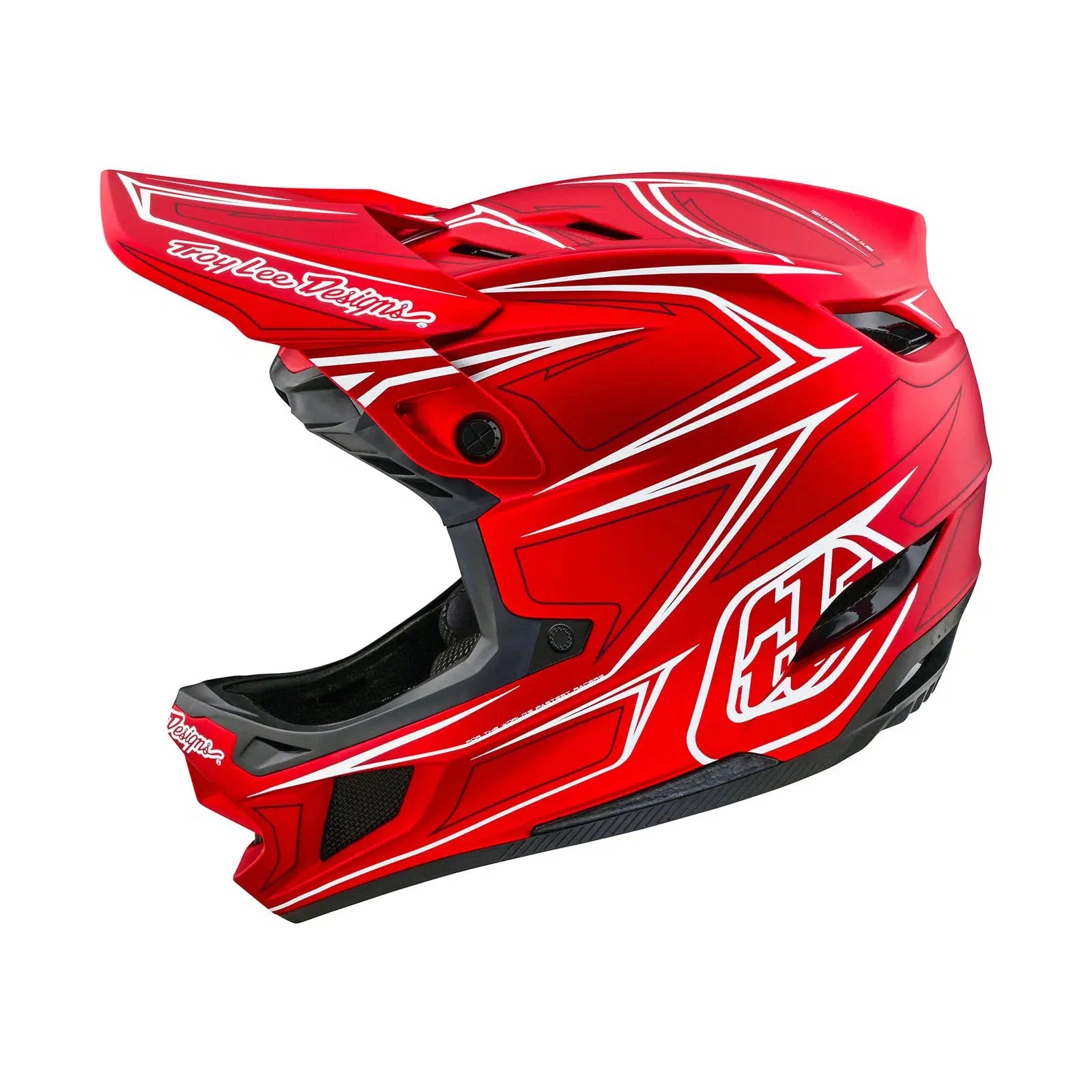 A TLD D4 AS Composite Helmet W/MIPS Pinned Red with Mips C2 protection system on a white background.