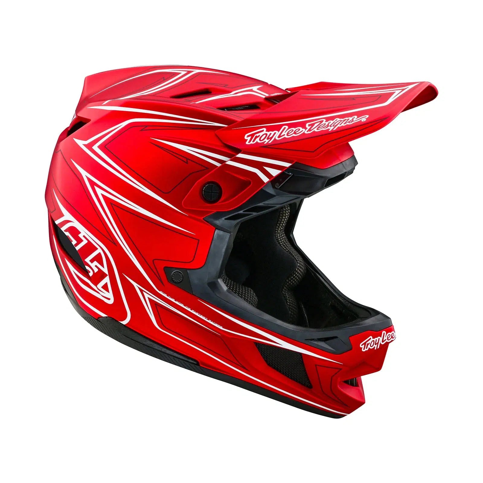 A TLD D4 AS Composite Helmet W/MIPS Pinned Red with Mips C2 protection system on a white background.