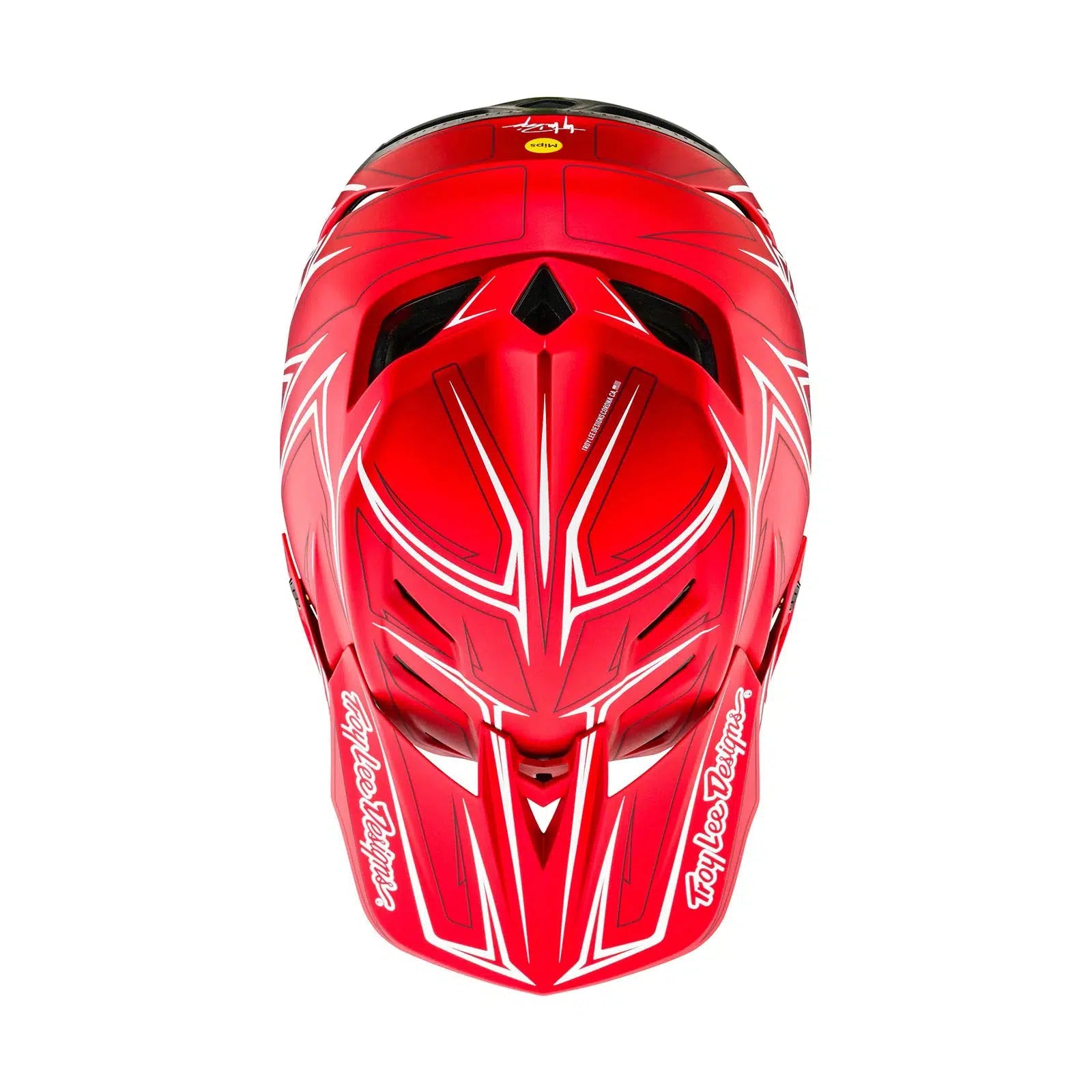 A TLD D4 AS Composite Helmet W/MIPS Pinned Red with Mips C2 protection system on a white background.