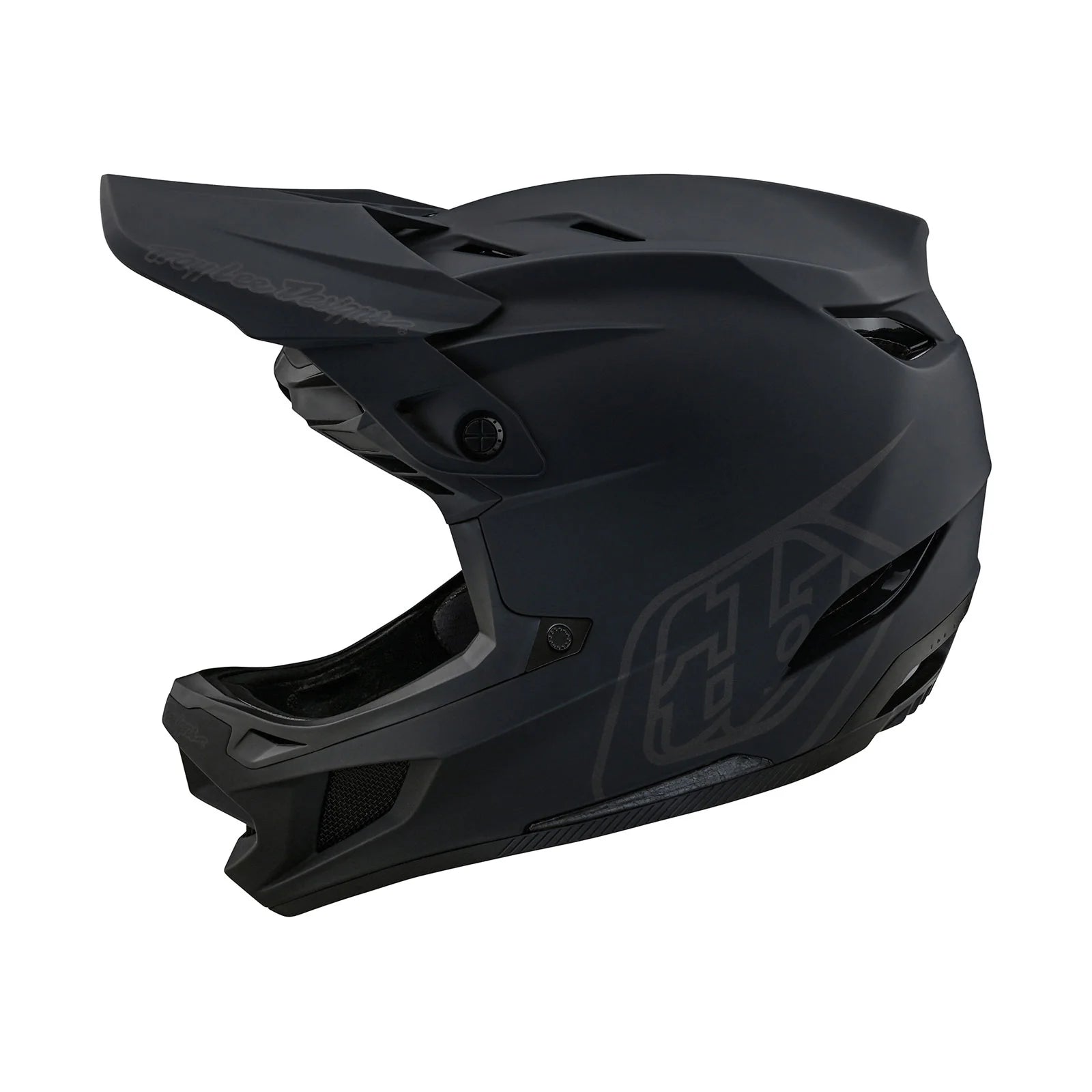 A TLD D4 AS Composite helmet W/MIPS Stealth Black on a white background.