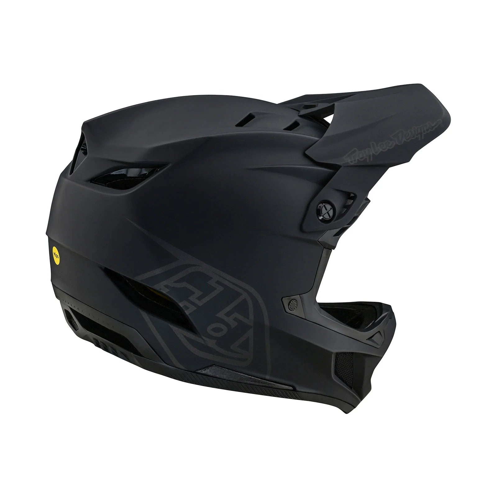 A TLD D4 AS Composite helmet with MIPS Stealth Black on a white background.