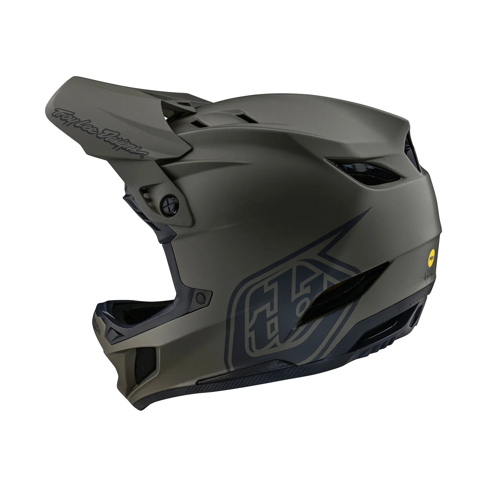 The TLD D4 AS Composite Helmet W/MIPS Stealth Tarmac is shown on a white background.