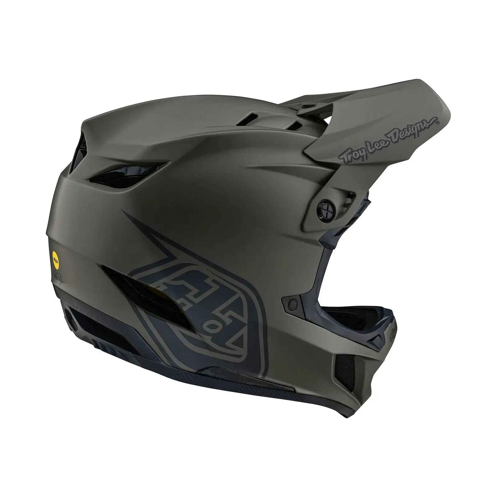 The TLD D4 AS Composite Helmet W/MIPS Stealth Tarmac is shown on a white background.