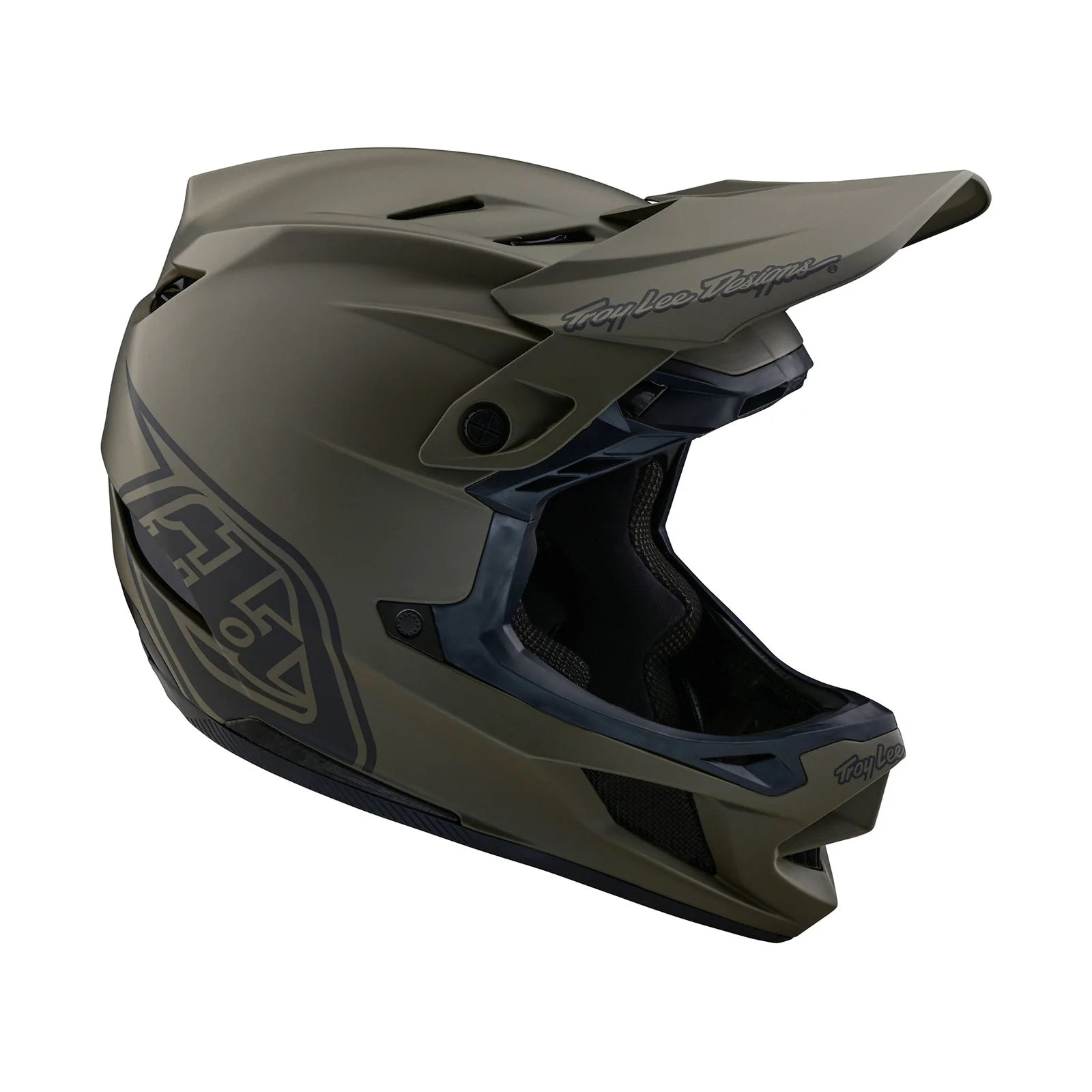 The TLD D4 AS Composite Helmet W/MIPS Stealth Tarmac, featuring the Mips protection system, is shown on a white background.