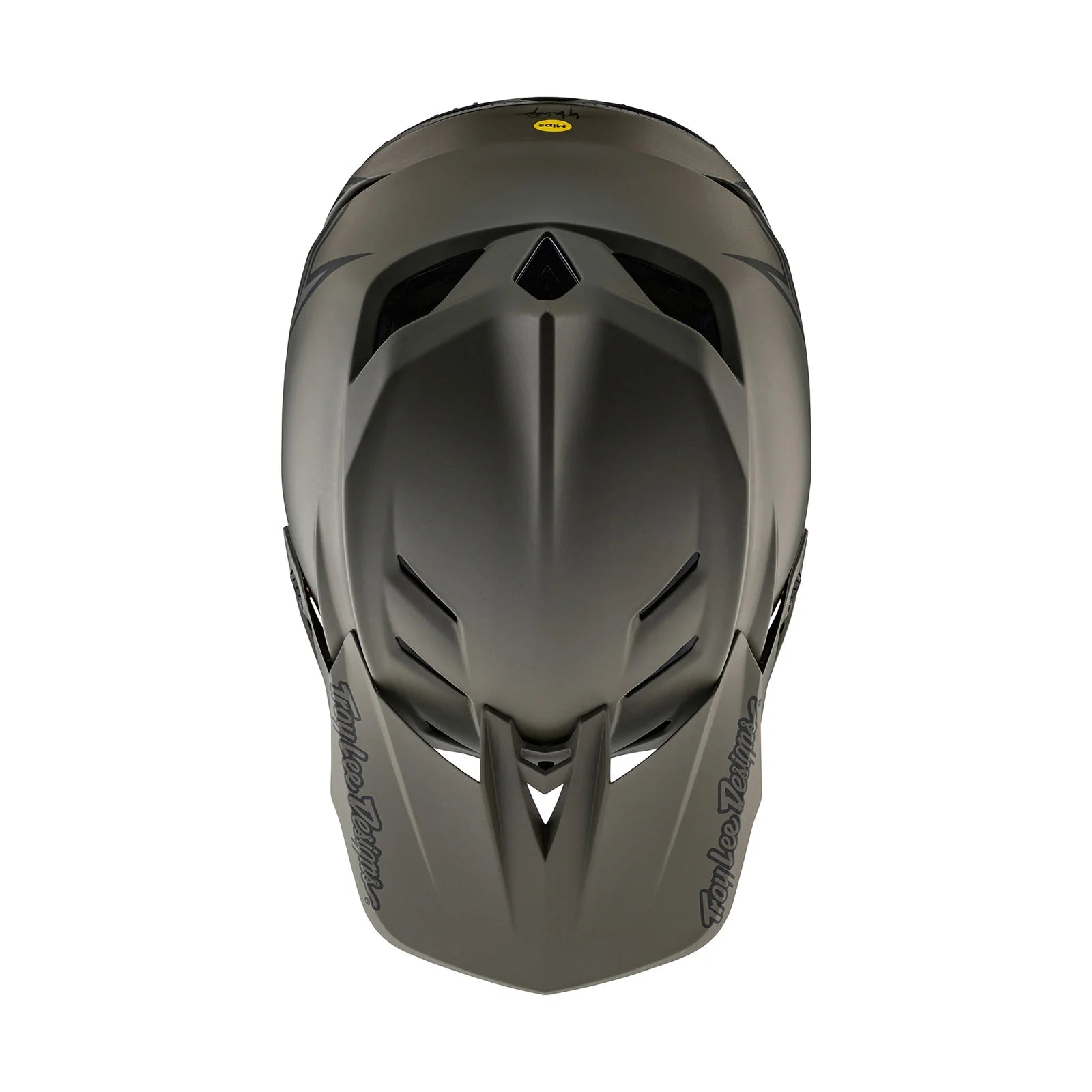 The front view of a TLD D4 AS Composite Helmet W/MIPS Stealth Tarmac on a white background.