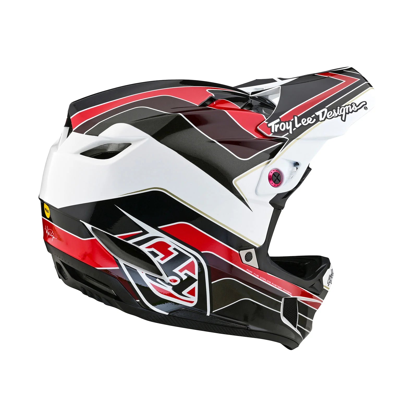 A TLD D4 AS Polyacrylite Helmet W/MIPS Block Charcoal / Red ensures safety.