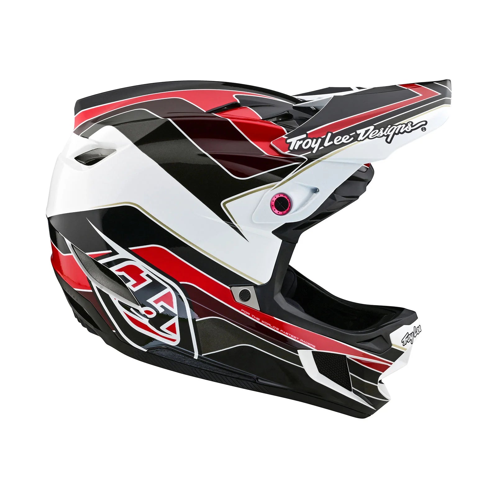 A TLD D4 AS Polyacrylite Helmet W/MIPS Block Charcoal / Red by Troy Lee Designs.