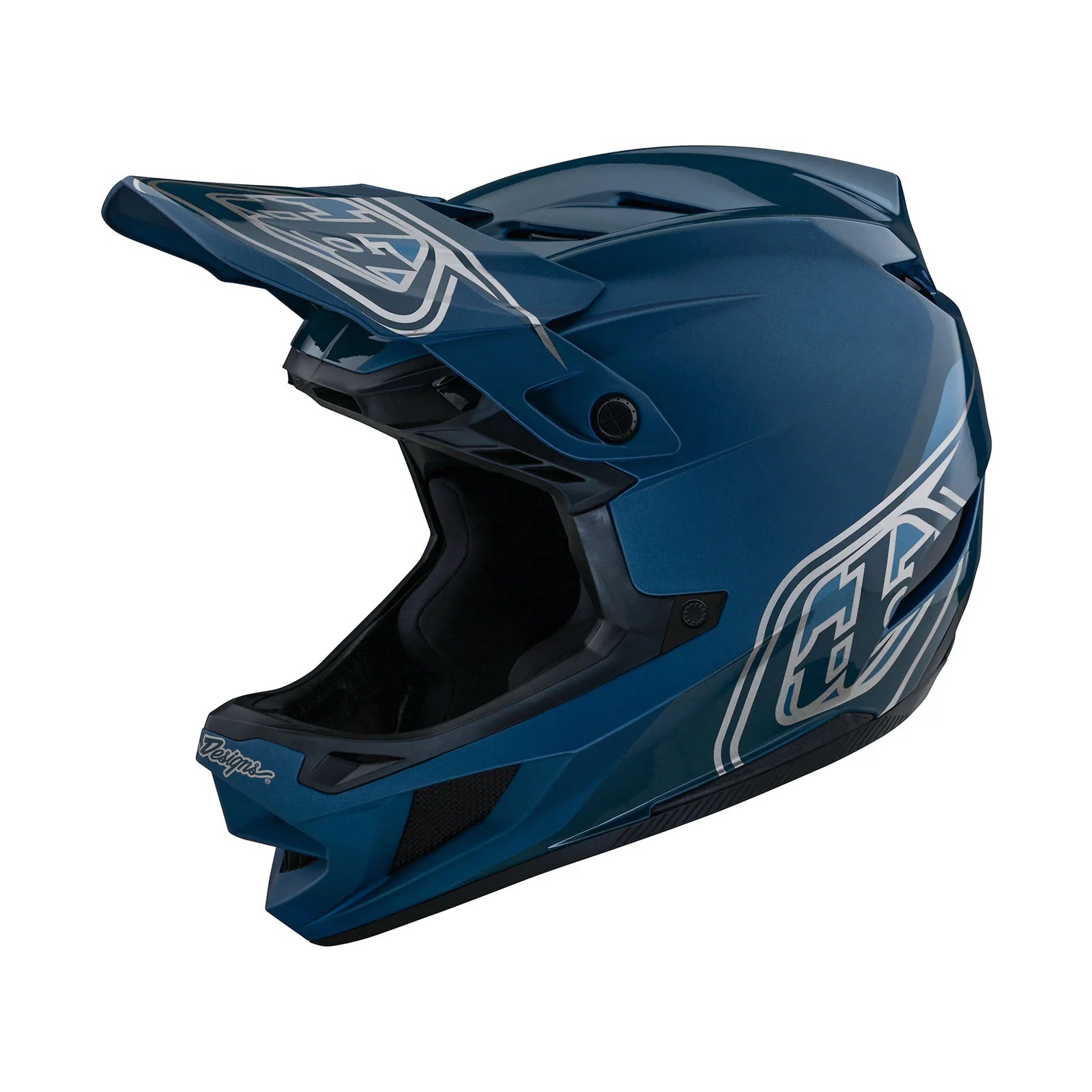 The TLD D4 AS Polyacrylite Helmet W/MIPS Shadow Blue is shown on a white background.