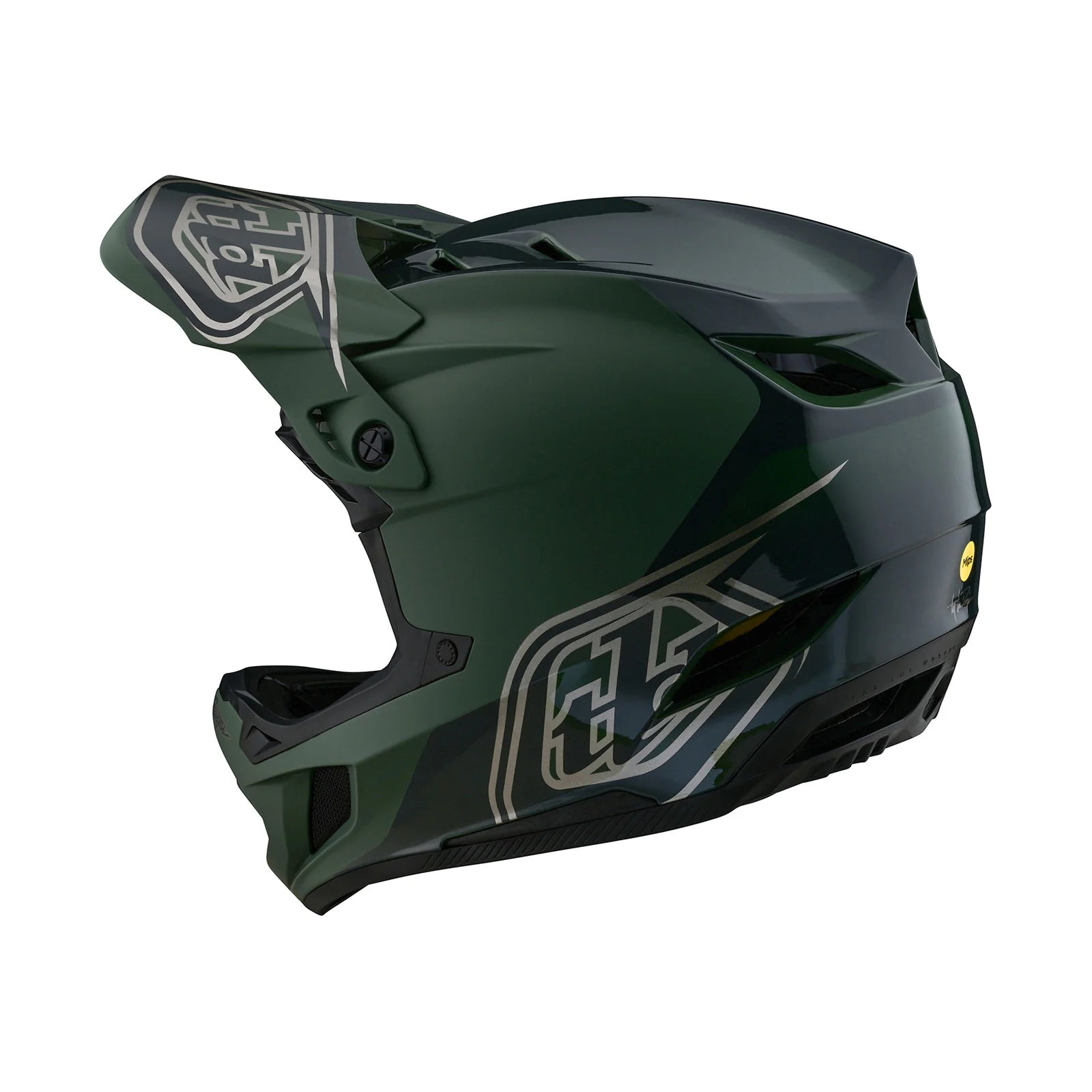 The TLD D4 AS Polyacrylite Helmet W/MIPS Shadow Olive is shown on a white background.