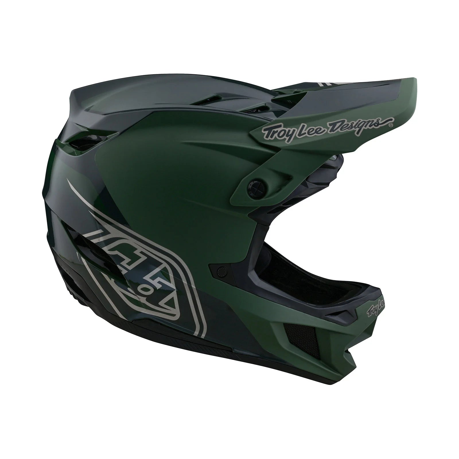The TLD D4 AS Polyacrylite Helmet W/MIPS Shadow Olive helmet is shown on a white background.