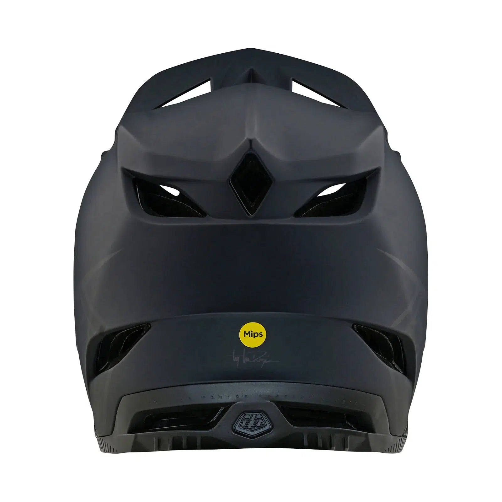 A TLD D4 AS Polyacrylite Helmet W/MIPS Stealth Black by Troy Lee Designs on a white background.