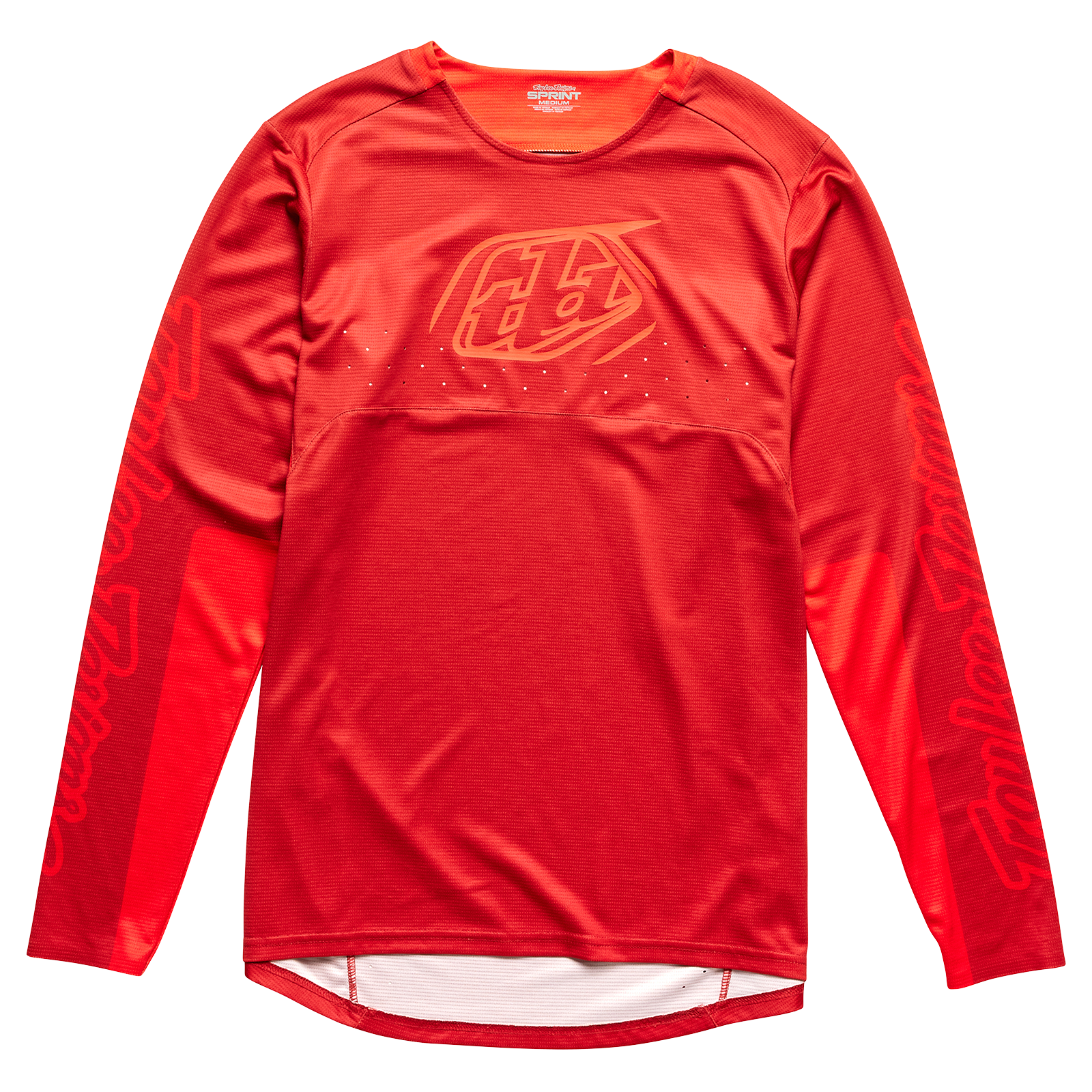 A TLD Sprint Jersey Icon Fire Orange jersey with a black background.
