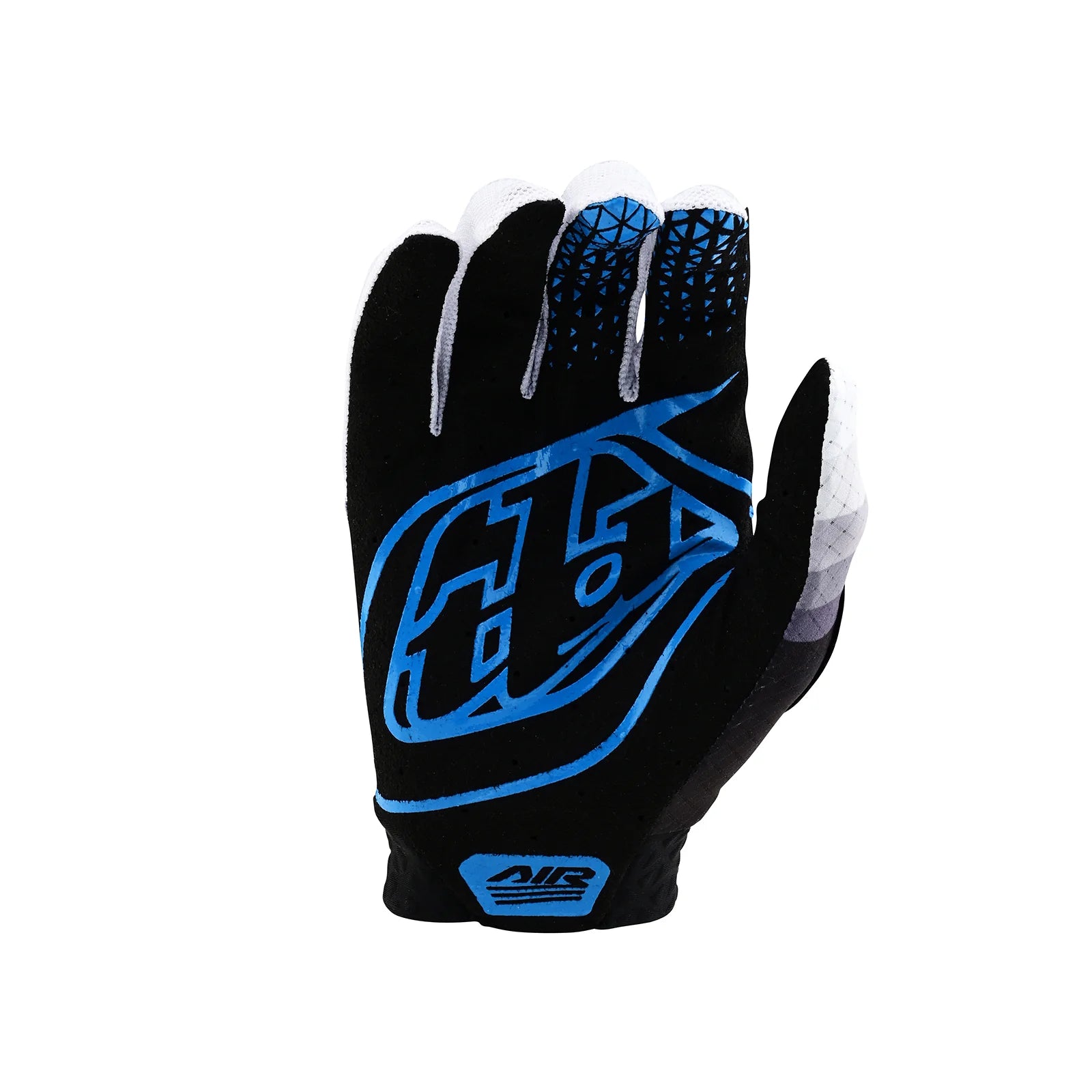 TLD Air Glove Wavez Reverb Black Blue and blue motocross glove with a single-layer perforated palm, white accents, and logo.