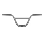 The Box Hex Lab 31.8mm Titanium Handle Bar, in gray with a crossbar and featuring Oversized Technology for improved pedaling stiffness, is displayed against a white background.