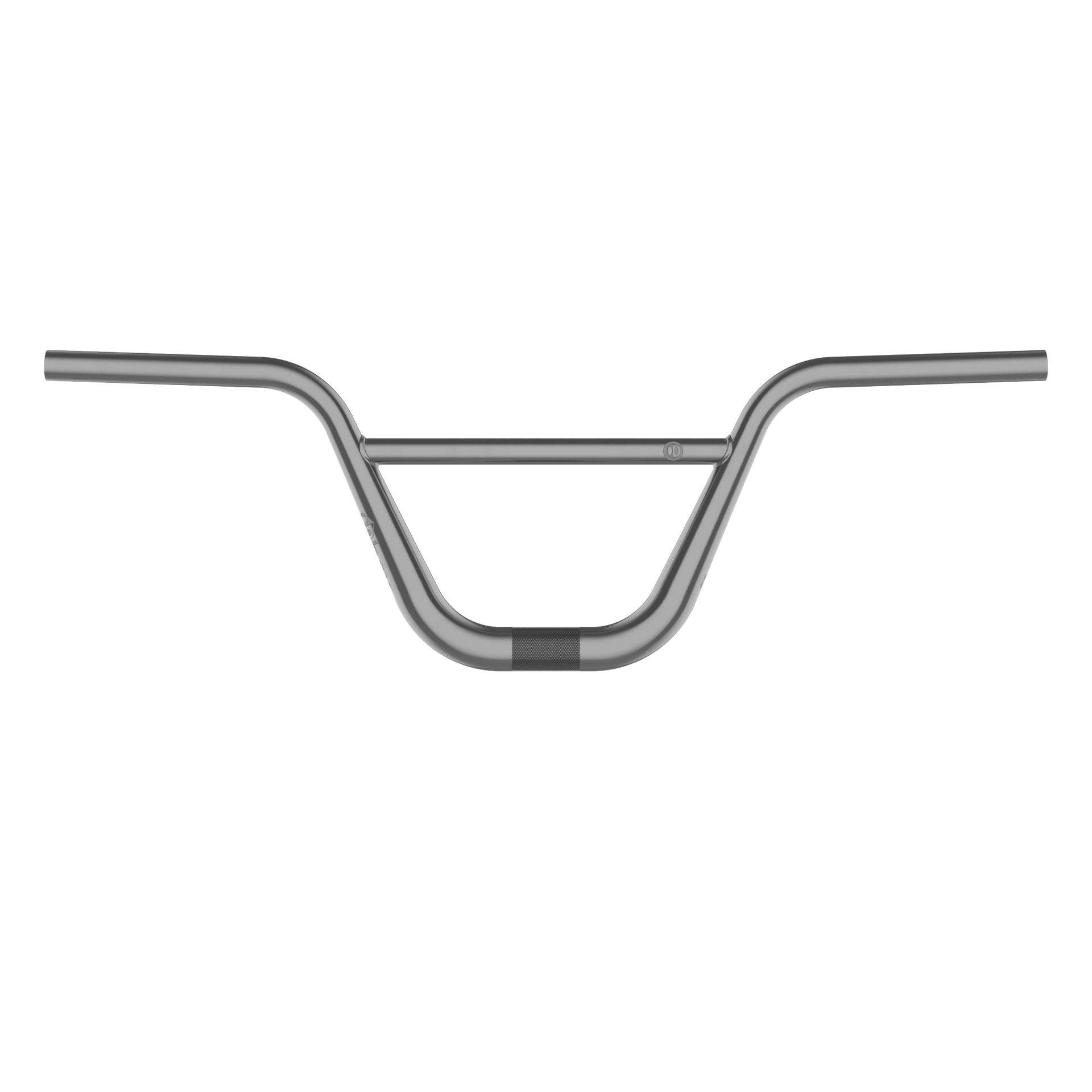 The Box Hex Lab 31.8mm Titanium Handle Bar, in gray with a crossbar and featuring Oversized Technology for improved pedaling stiffness, is displayed against a white background.