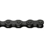 Close-up view of the Taya 408H Chain (3/32 Inch) in black metal, featuring interconnected links—perfect for BMX race bikes and 1/2 x 3/32 chainrings, engineered for quiet operation and reliable performance.