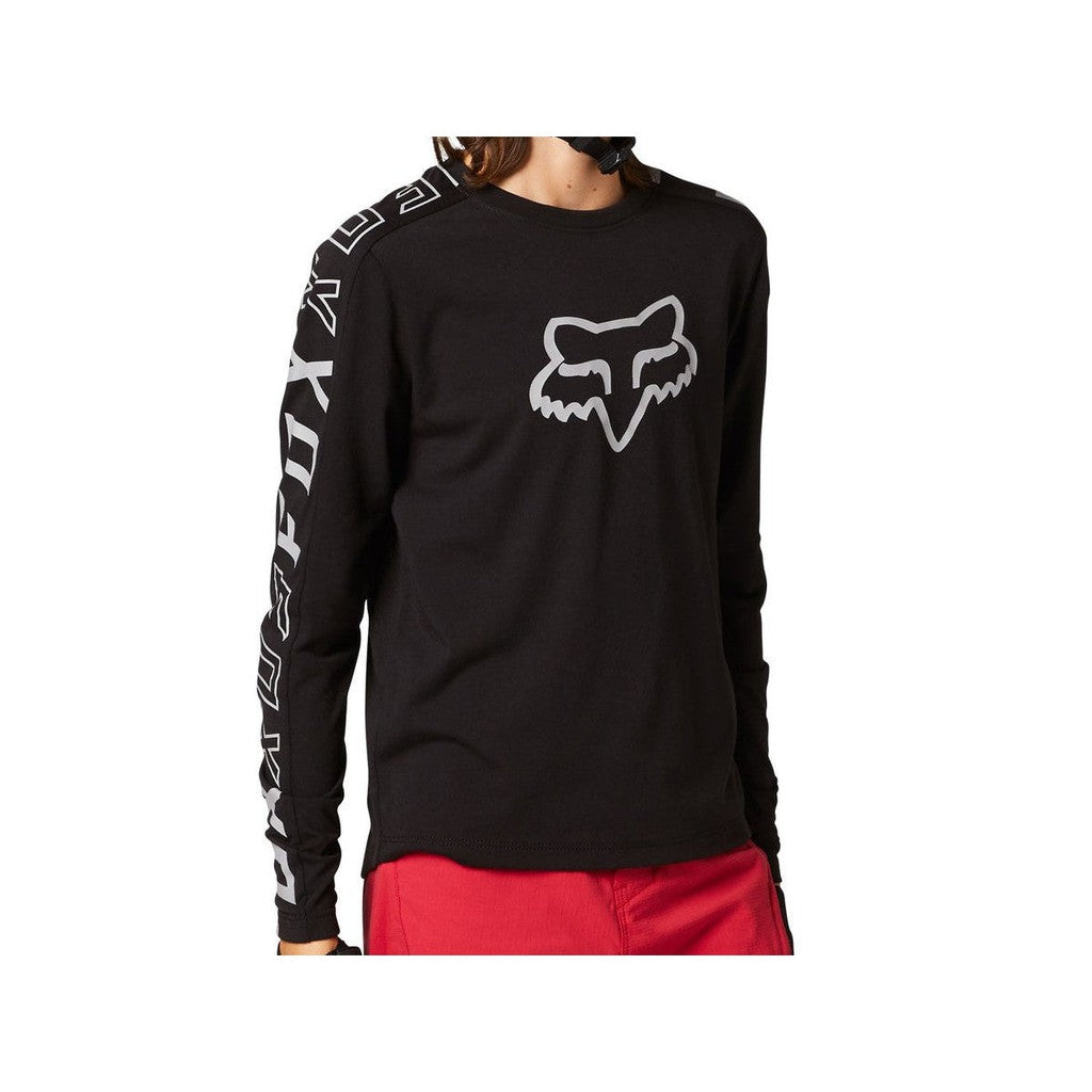 Fox Youth Ranger DR Long Sleeve Jersey / Black / Youth S