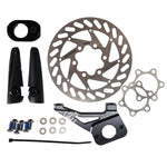 A set of brake parts for a bicycle including Elevn Disc Brake Post Mount Kit components.