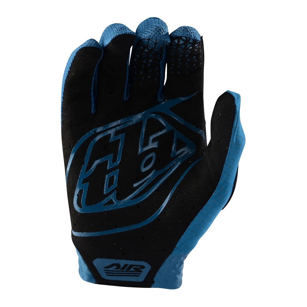 A TLD Air Glove Slate Blue with a single-layer perforated palm, black and blue, with logo on the back.
