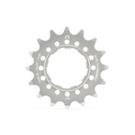 The Arise Echo Cog (Alloy) is a CNC machined metallic bicycle sprocket with 16 teeth, crafted from durable 7075-T6 Aluminium, showcasing its brand name and specifications.