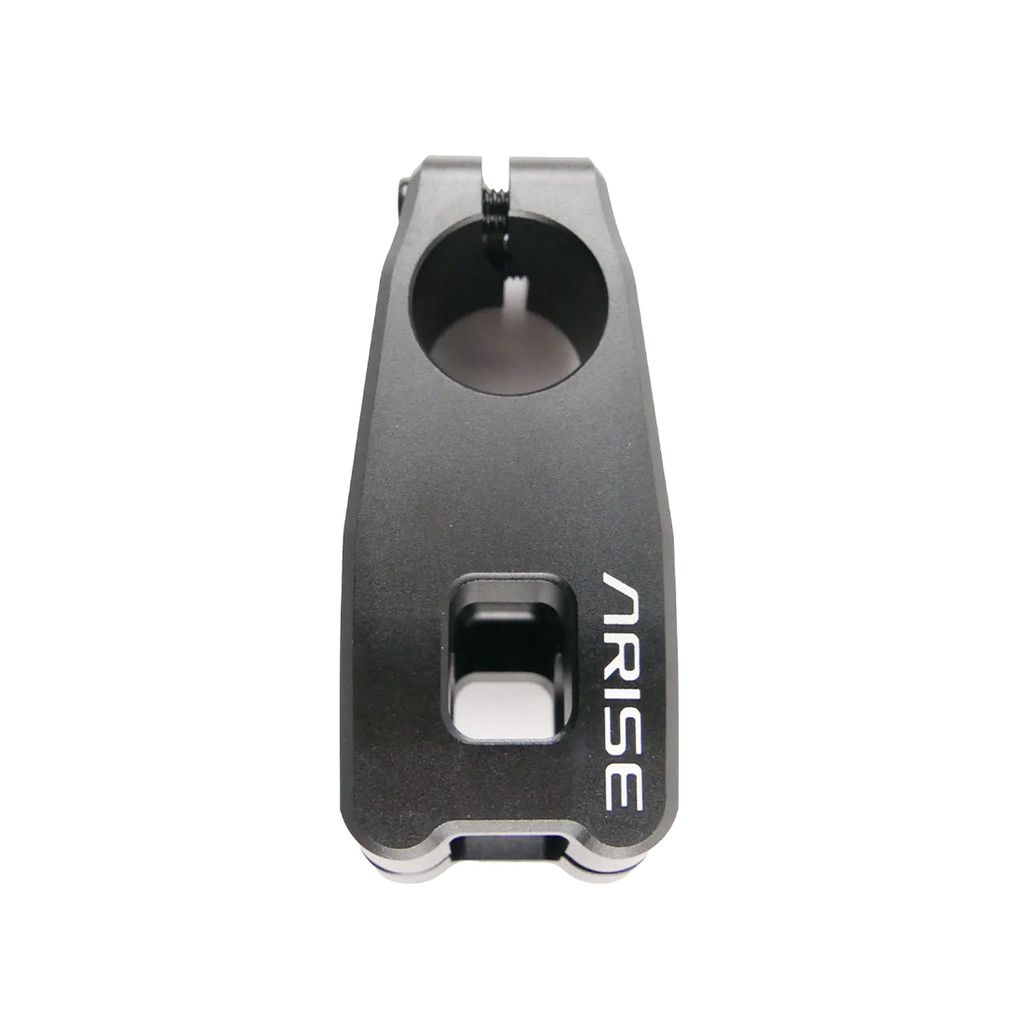 The Arise Neon Pro black top load stem has a circular 22.2mm clamp and a rectangular top cutout, carefully crafted from CNC machined 6061-T6 alloy.