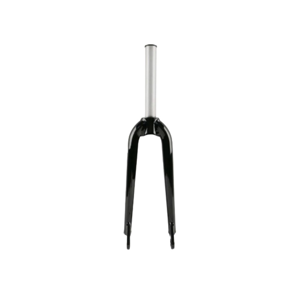 The Arise Quartz Expert Forks feature a lightweight front fork with a CNC machined 6061-T6 alloy steerer tube and sleek black blades, displayed against a white background.