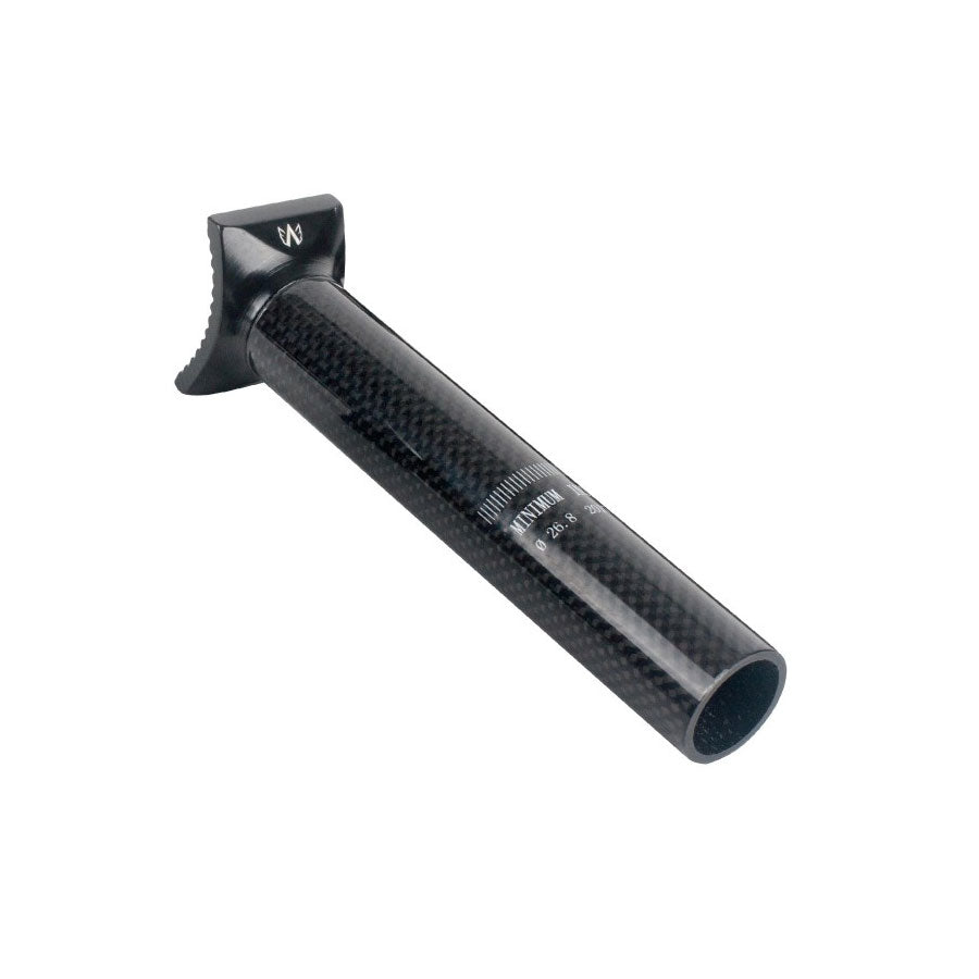 A gloss black Avian Carbon Pivotal Post 26.8mm with measurement markings and a notched top end for saddle attachment, featuring a pivotal seat mount.