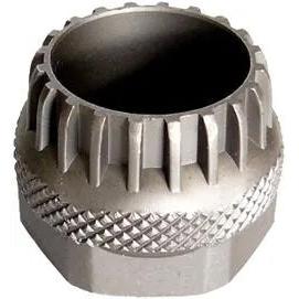 The BB Removal Tool (Suit STD + ISIS BBs) is a metal component with a cylindrical shape and a ridged exterior, featuring vertical notches on its upper half and a textured pattern on its lower half. Its sealed bearing design ensures durability and smooth performance.