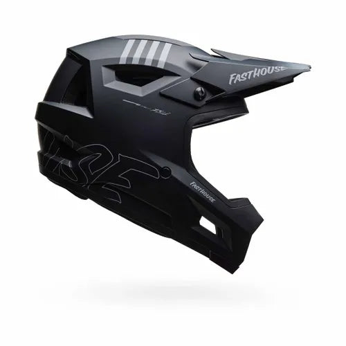 The Bell Sanction 2 DLX MIPS Fast House Matte Black is a lightweight full-face motocross helmet with a visor, featuring MIPS technology for enhanced safety.