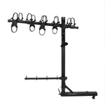 A black HOLLYWOOD ROAD RUNNER 4 BIKE HITCH RACK with four bicycles on it.