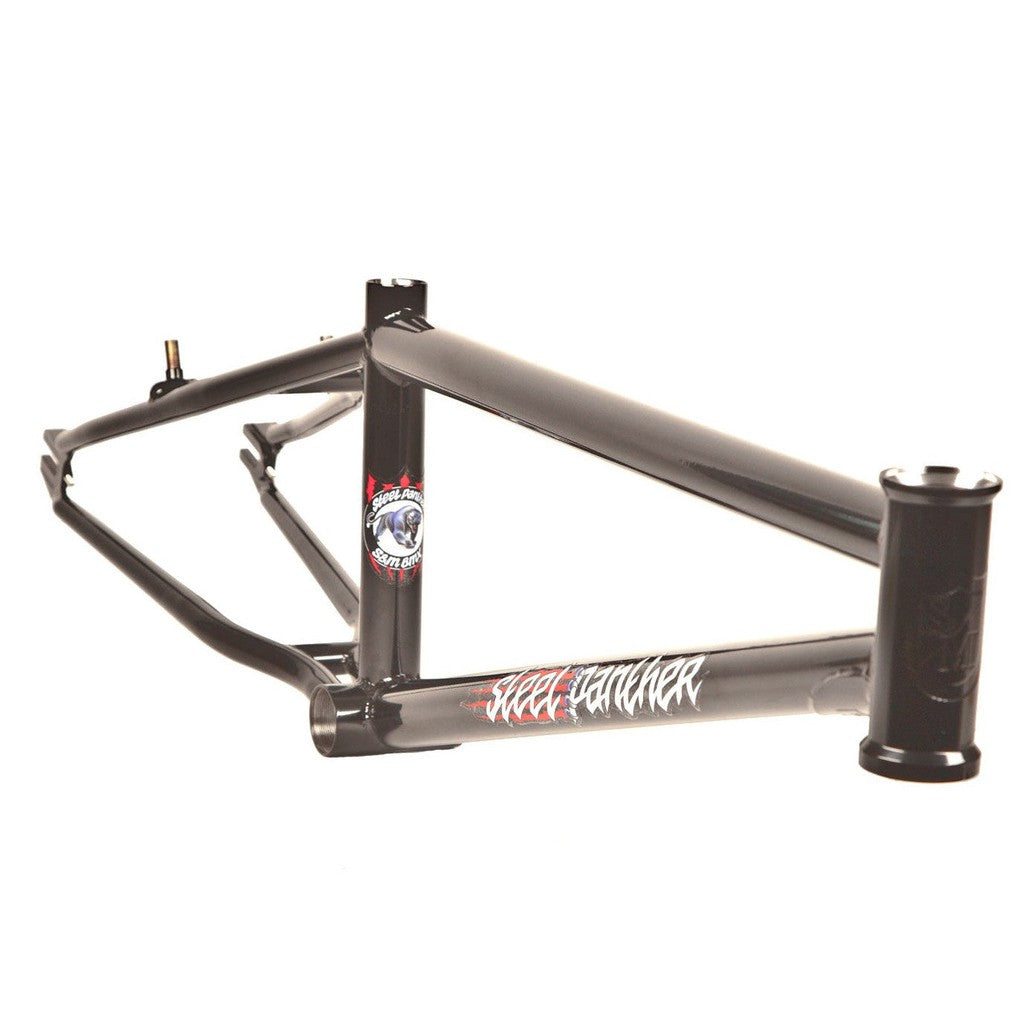 A black S&M Steel Panther frame with chain clearance on a white background.