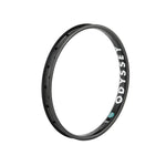 The Odyssey Big Boyd Rim is a black, extra-wide bicycle rim with multiple spoke holes, made from strong 6069-T6 aluminum and shown against a white background.