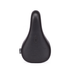 A black bicycle saddle on a white background, Eclat Bios Mid Pivotal Seat.