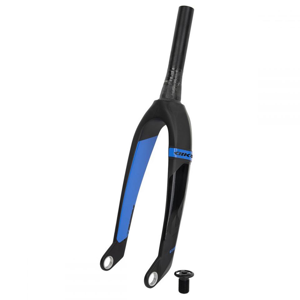 Ikon Carbon Fork Tapered (1.1/8"-1.50") 24 Inch road bicycle fork with blue accents.