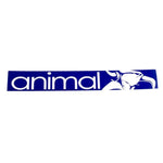 Blue sticker for Animal Bikes fans, featuring "animal" in lowercase white letters and stylized white graphics on the right side.
