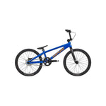 The Inspyre Evo-C Disc Exper XL Bike 2026, featuring race geometry, black tires, a black seat, and straight handlebars in blue, is showcased on a white background—ideal for BMX racing fans.