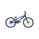 The Inspyre Evo-C Disc Junior Bike 2026 in blue features black wheels, handlebars, and Shimano hydraulic disc brakes, displayed from the side on a white background.