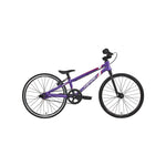 The Inspyre Neo Micro Bike 2026 is a purple BMX-style bicycle with black tires, a black seat, and subtle white and pink accents, displayed on a white background.