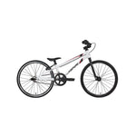 Side view of the Inspyre Neo Micro Bike 2026, a white BMX-style bicycle featuring black tires, handlebars, and a small black saddle, set against a plain white background.